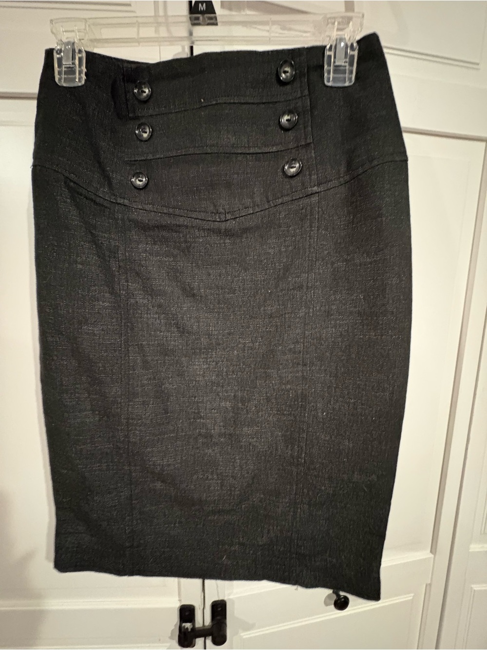 Classic Black Button-Front Pencil Skirt